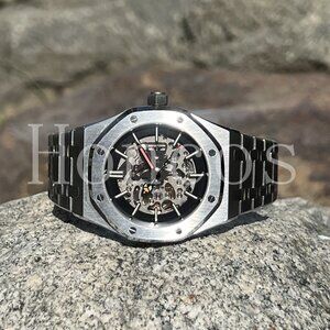 Custom Made Watch NH70 Automatic Movement Silver Case Royal Oak Rainbow SKX